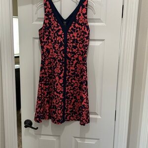 Title Nine Navy Dress with Coral Floral Print